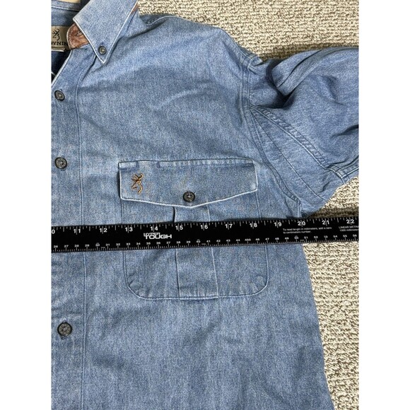 Browning Super Naturals Denim Shooting Button Down Mens S w/Stock And Elbow Pads - Picture 5 of 7